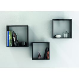 Moblekit Set 3 Estantes Flotantes 30 cm, 27 cm y 24 cm Negros (4 Unidades)