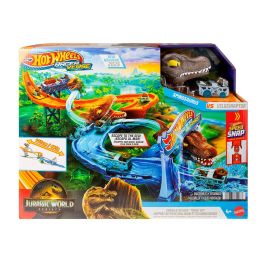Hot Wheels Jfp32 Racerverse Jurassic World - Set de Pista de Batalla Velocirraptor vs Espinosaurio +3 Años