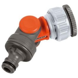Gardena Pieza de Grifo en Ángulo para Manguera, Conexión Agua, Gris y Naranja, Diámetros de 1" y 3/4"