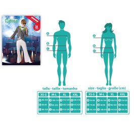 Disfraz Estrella Rock Glam Plateado Hombre Adulto XL - Traje Completo con Chaqueta, Pantalón Blanco y Pajarita Vistosa