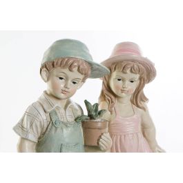 DKD Home Decor Figura Decorativa de Niño Estilo Shabby en Resina, Colores Azul y Rosa, 15 x 41 x 18 cm (Set de 2)