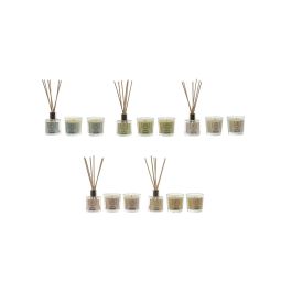 DKD Home Decor Ambientador Mikado Indio Rahga Set 3 piezas (2 velas + 1 mikado) 16 x 6 x 25 cm
