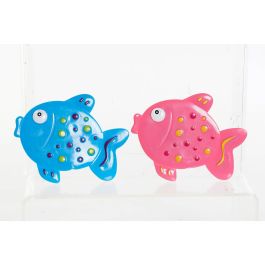 DKD Home Decor Antideslizantes Infantiles de PVC Azul y Rosa con Diseño de Pez | Pack de 2 Sets de 6 Piezas (12 Total) | 13x10.5x1 cm