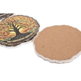 DKD Home Decor Posavasos Indio de Dolomita y Corcho Multicolor 10.8 x 10.8 x 0.7 cm (72 Unidades)