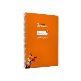 Cuaderno Espiral Liderpapel Din A4 Pautaguia Tapa Dura 80H 90 gr Cuadro Pautado 5 mm Color Naranja 5 unidades