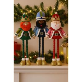 DKD Home Decor Figura Navidad Reyes Magos Extensible Poliéster Multicolor 15 x 66 x 30 cm (3 Unidades)