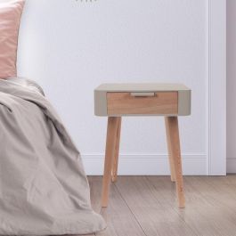 Home Deco Factory Mesita De Noche Con Cajón Essentiel Marrón Topo 35x40 cm h.48 cm