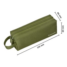 Estuche Portatodo Liderpapel Classic Rectangular Con Asa 2 Cremalleras 210 X80 mm Verde Militar