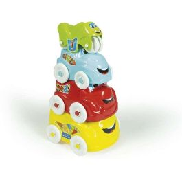 Clementoni Coches Apilables Set de 4 Coches Diferentes (Autobús, Camión, Coche y Moto) 15x15x24 cm