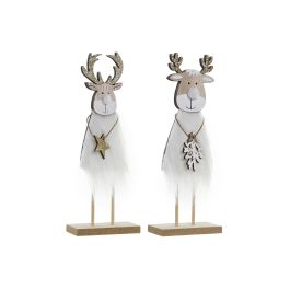 DKD Home Decor Figura Navidad Alpina Surtido Madera con Reno y Estrella, Blanco Natural Dorado, 4x22x8 cm (8 Unidades) Precio: 13.50000025. SKU: B1BFZR685J