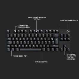 Logitech G G413 TKL SE Teclado Mecánico para Juegos Retroiluminado TKL Aluminio Negro Teclas PBT e Interruptores Táctiles
