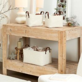 Home Deco Factory Juego de 3 Cestas Blancas Rizo Natural Borreguito