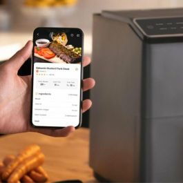 Cosori COS0810043377409 Freidora sin aceite, Edición Chef de doble fuego, 6.4 L, 12 programas, 5 brochetas, parrilla, 1700W, Negro