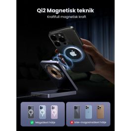 UGREEN 45023 Cargador Magnético Inalámbrico 2 en 1 Plegable 15W Qi2 MagSafe para iPhone y AirPods