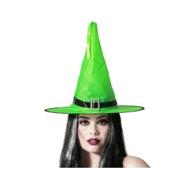 Sombrero de Bruja Verde Neón con Cinta Negra y Hebilla Plateada - Accesorio Halloween Precio: 1.4036. SKU: B1D5VP7VRE