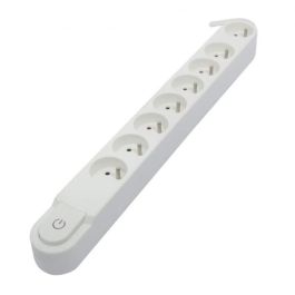 Chacon Regleta 8 enchufes 16A con interruptor, cable 3m HO5VV-F 3x1.5mm² blanco, 3500W, seguridad infantil, montaje pared