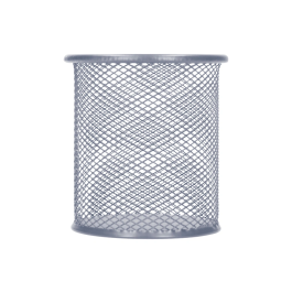 Q-connect Cubilete Portalapices Metálico Rejilla Plata Redondo Diámetro 86 mm Alto 105 mm