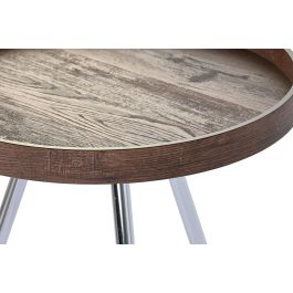 DKD Home Decor Mesita Auxiliar Moderno Marron Oscuro Plateado Acero MDF 45.8 x 47.5 x 45.8 cm