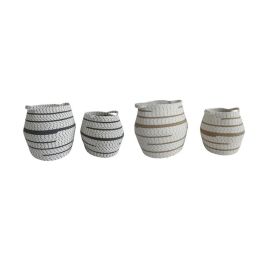 DKD Home Decor Cesta Almacenamiento Boho Algodón Yute Marrón Gris Blanco 40x40x40 cm Set 2 Unidades