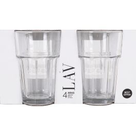 Lav Set 4 Vasos 365cc Aras 8.3x8.3x12cm (12 Cajas)