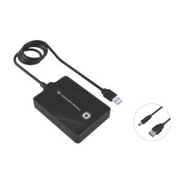 Conceptronic Hubbies11B Hub USB 3.0 de 4 Puertos, Alta Velocidad 5 Gb/s, Negro