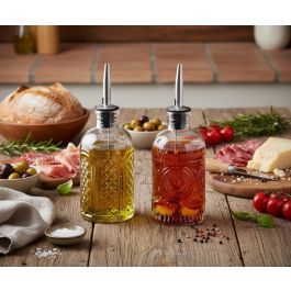 2-Sur La Mediterran Aceitera de Vidrio con Tapón 220 ml, 6.3x6.3x18 cm