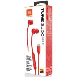 JBL Tune 310C USB-C Auriculares Intrauditivos Hi-Res con Micrófono, Sonido Pure Bass y Control Remoto - Rojos