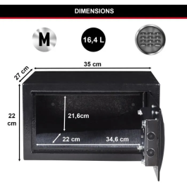 Master Lock Caja Fuerte Electrónica Programable 16 L con Llave de Emergencia y Kit de Anclaje