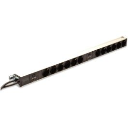 Digitus Regleta de aluminio 12 tomas con protección contra sobrecarga, 2m de cable