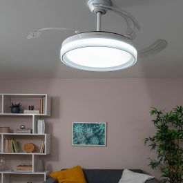 Ventilador de Techo con Luz LED y 4 Aspas Retráctiles Blalefan InnovaGoods Blanco 72 W