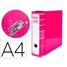 Archivador De Palanca Liderpap El A4 Filing System Forrado Sin Rado Lomo 80 mm Rosa Con Caja Y Compresor Metalico