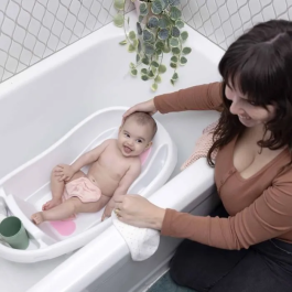 Ingenuity ING0012914171387 Bañera para Bebé Deluxe Rosa, Hamaca Incluida, Desde Nacimiento hasta 3 Años