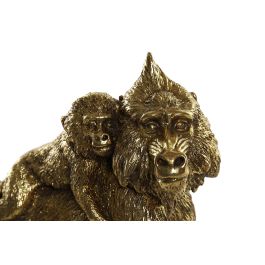 DKD Home Decor Figura Decorativa de Resina con Monos Estilo Colonial, Color Dorado, ideal para Decoración del Hogar, Medidas: 8.5 x 18.5 x 21 cm