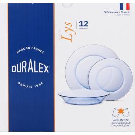 Duralex Vajilla Marine Lys 12 piezas, Platos Llano 23.5 cm, Hondo 19.5 cm, Postre 19 cm (2 Unidades)