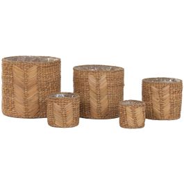 DKD Home Decor Macetero Natural Set 5 38x36x38 cm Seagrass