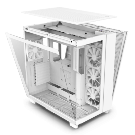 NZXT H9 All white Midi Tower Blanco CM-H91FW-01 - Torre PC con Vidrio Templado, Gestión de Cables, Iluminación RGB