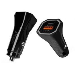 Aisens Cargador de Coche 38W USB-C PD3.0 20W + USB-A QC3.0 Negro, Carga Rápida Inteligente para Múltiples Dispositivos