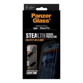 PanzerGlass Protector de Pantalla Stealth iPhone 17 Pro con Marco Negro Ultra-Wide Fit | Vidrio Templado Resistente a Golpes y Rayones