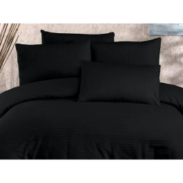 Juego de Cama 220x240 cm con 2 Fundas de Almohada 60x60 cm 70% Poliéster 30% Algodón Negro ASI8683743939176