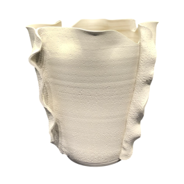 DKD Home Decor Jarrón Moderno Orgánico de Cerámica Blanco 33 x 32 x 33 cm