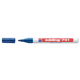 Edding Marcador Permanente 751 Tinta Opaca Brillante Azul Punta Redonda 1-2 mm