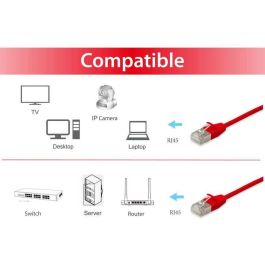 Equip 606142 Patch Cable Cat6A F/FTP 0.25m Rojo Slim LSZH para Redes 10 Gigabit Ethernet