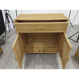 DKD Home Decor Aparador Tropical de Madera de Abeto y Ratán Marrón Claro 100x40x100 cm con 1 Cajón y 2 Puertas. Colección Suipt. DKD Home Decor Aparador Tropical de Madera de Abeto y Ratán Marrón Claro 100x40x100 cm con 1 Cajón y 2 Puertas. Colección Suipt.