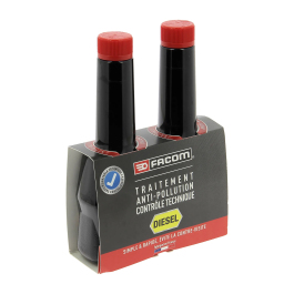 Facom Kit de Inspección Técnica Diésel: Limpiador Inyección y Tratamiento Antihumo para Motor, Reduce Emisiones - 2x300ml + Cánula