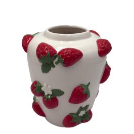 DKD Home Decor Jarrón Cerámica Blanco Rojo Fresas 17.5 x 20.5 x 18 cm (2 Unidades) Precio: 29.88999959. SKU: B1EDWPNJER