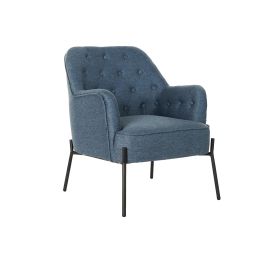 DKD Home Decor Sillón Scandi Azul Negro 73x79.5x65 cm Poliéster Metal Precio: 177.50000015. SKU: B12NP2QC36