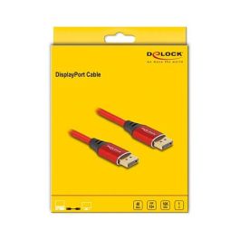 DeLOCK Cable DisplayPort 2.1 16K 60 Hz 1m - Rojo Metálico - 15360x8640, 40 Gbit/s, 240 Hz, HDCP 2.3, 3 Capas de Blindaje