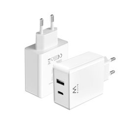 Ewent EW1328 Cargador Rápido USB-C y USB-A GaN 45W para Smartphone, Tablet y Portátil - Compatible con iPhone 15/14 y Dispositivos Android