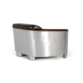 Giner Y Colomer Sofá 2 Plazas Piel Marrón Envejecido Aluminio Industrial