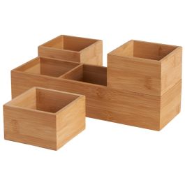 Day Juego de 4 Cajas Almacenar Bambú Apilables 9.5x9.5x6 cm y 9.5x29x6 cm